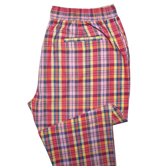 Mens Pants Joggers Multicolor Plaid Check Drawstring Loose Casual Beach Large - Picture 6 of 6